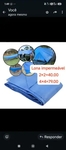 Lona super Impermeável 2×2 = 40.00 ..4×4 =79.00