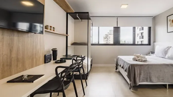 Studio completamente mobiliado e equipado, para comprar, localizado no GO Rio Branco