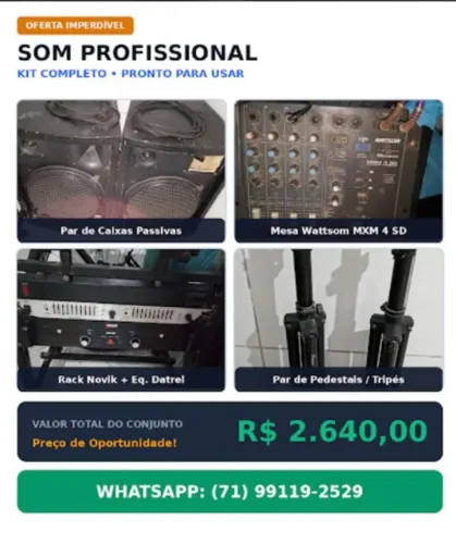 Vendo Som profissional para eventos