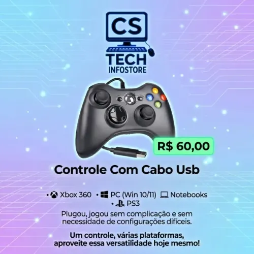 Controle Usb Para Pc - Xbox - Notebook - Ps3