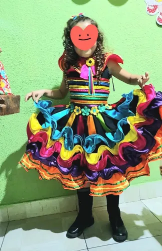 Vestido quadrilha junino 5 a 7 anos