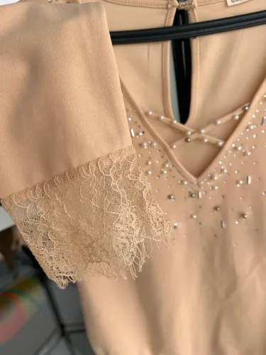 Body EllaBelle Nude com Strass e Pérolas | Tamanho G