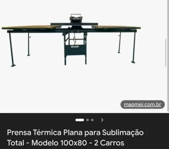 Prensa Térmica Plana para Sublimação Total ? Maqmei 100x80 ? 2 Carros