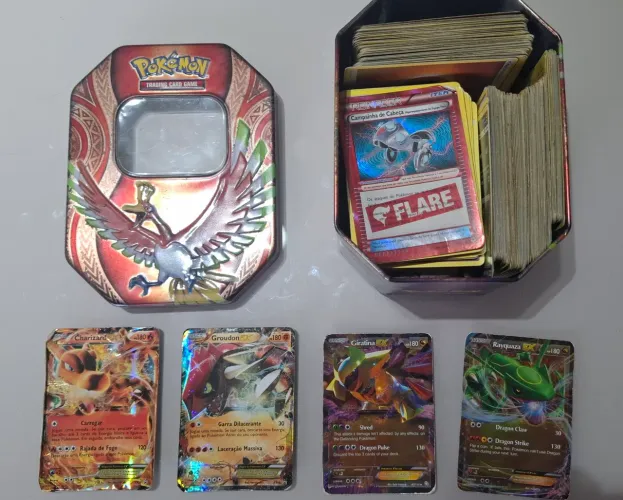 LOTE 4 EX + 270 CARTAS POKEMON ORIGINAIS + CAIXA