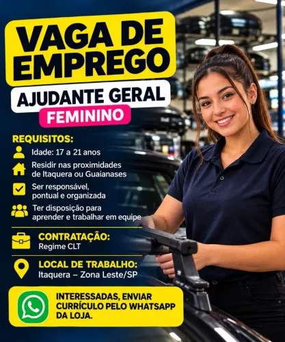 Vaga ajudante geral feminino 