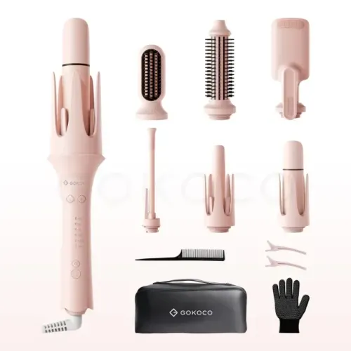 NOVO LACRADO GOKOCO GD047 Modelador de Cachos 7 em 1 | Ondas e Cachos Profissionais | Rosa