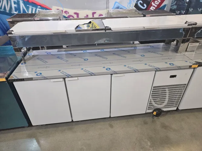 balcão refrigerado de inox 2 metros com condimentador - novo