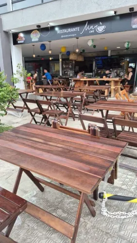 Jogo de mesa dobrável com 4 ou 6 cadeiras. MADEIRA IPÊ NOBRE. 1 ano de garantia 