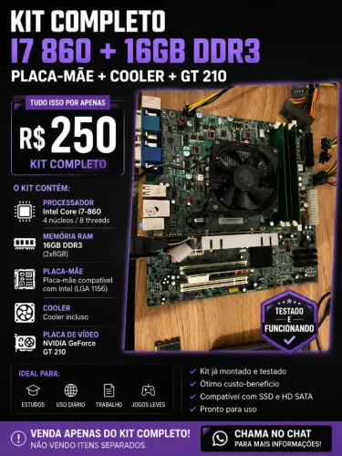 Kit Intel Core i7 + 16GB RAM + Placa de Vídeo - R$ 250
