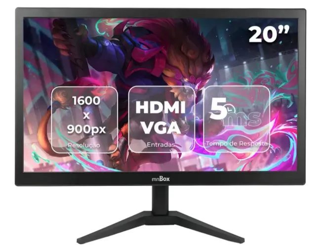 Monitor Led 20'' Hd 1600x900 Alta Luminosidade Hdmi Vga