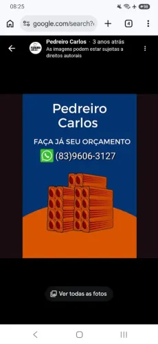 Pedreiro Carlos em João pessoa PB