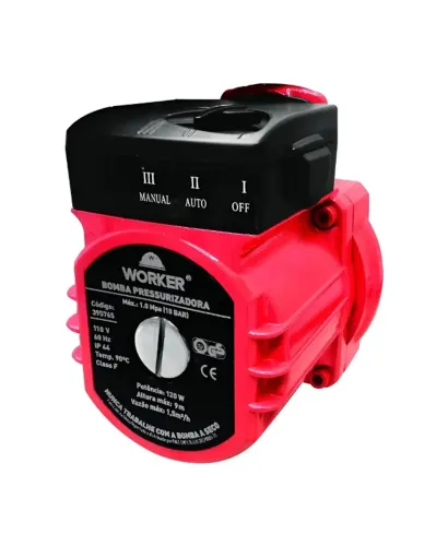 BOMBA PRESSURIZADORA PRESSÃO ÁGUA RESIDENCIAL 120W 220V WORKER