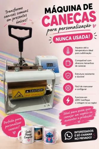 ? Máquina de Personalizar Canecas/Xícaras - Nova, Nunca Usada