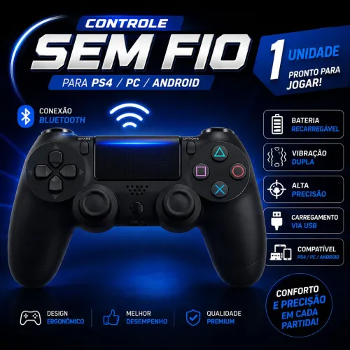 Controle de Ps4 Sem fio Bluetooth! Novo Na Caixa!