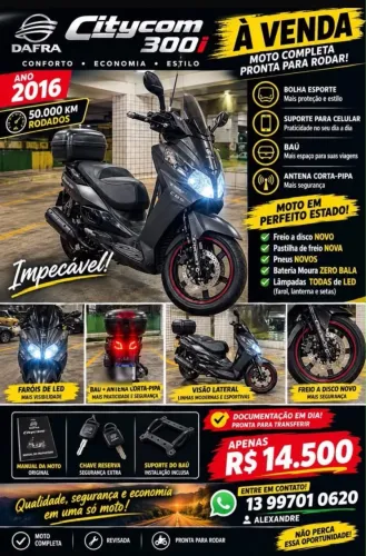 DAFRA CITYCOM 300i 2016 IMPECÁVEL