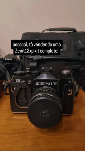 Câmera analógica Russa Zenit12xp + 2 lentes helios + flash e acessórios