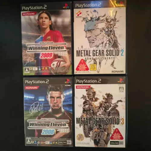 4 Jogos PS2 Originais: Winning Eleven 2008 + 2009 + Metal Gear Solid 2 + Metal Gear Solid