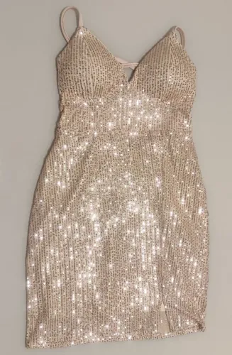 Vestido Champanhe em Paetê
