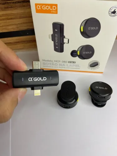 Microfone de Lapela Sem Fio a?Gold MCF-38D iphone an7