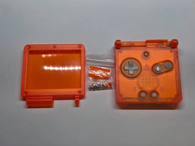 Carcaça Game Boy Advance GBA Laranja Neon Translúcido