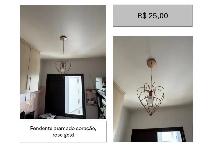 Luminária pendente rose gold