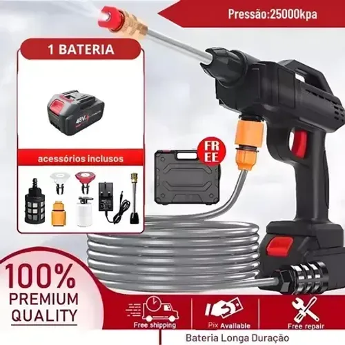Lavadora de Alta Pressão Portátil Recarregável Para Carros E Jardins Linha Premium Pistola