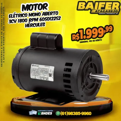 Motor Mono Aberto 3CV 1800 Rpm 605012252 Hércules