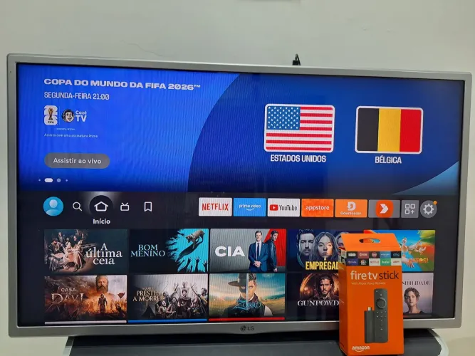 TV LG 32 com Firetv Stick e suporte de parede TV modelo 32LH515B