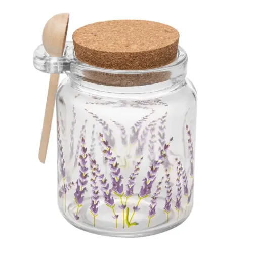 Pote/saleiro/tempero Redondo Com Tampa Colher Lavanda 250ml