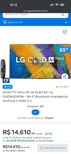TV OLED 65 LG C4 VOM PELÍCULA NA TELA