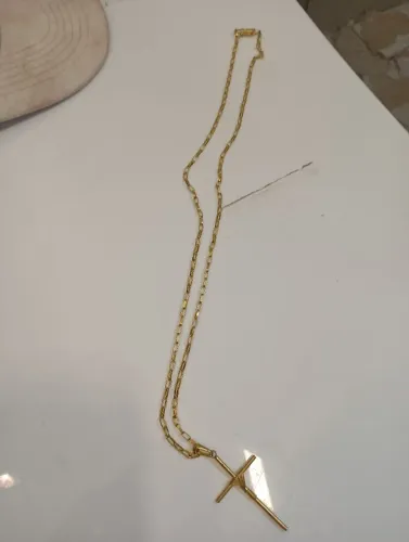 Corrente de moeda antiga nova nunca usada com pingente