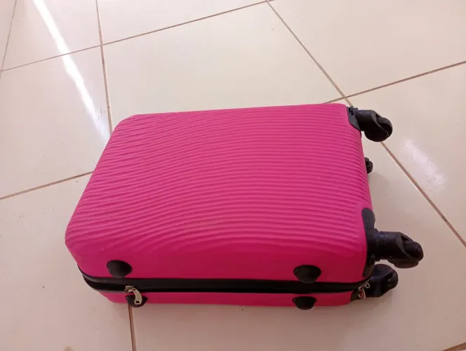 Mala média rosa roda removível