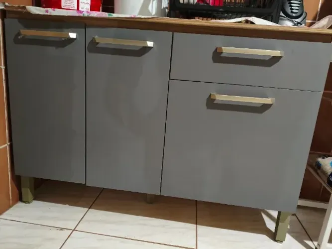 Balcão cozinha ambiente cinza