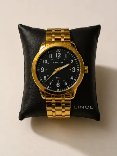 Relógio Lince Masculino Dourado - Novo, com Garantia de 1 Ano