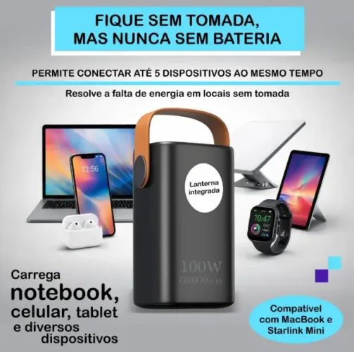 Power Bank 60.000mah 100w Premium Para Starlink Notebook