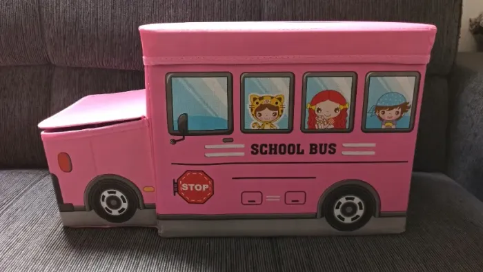Caixa organizadora / puff - infantil - ônibus