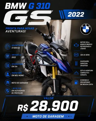 BMW GS G310 2022 - 17.500 km. R$ 28.900