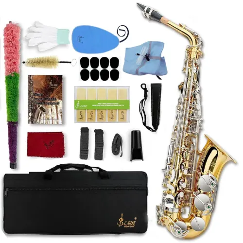 Saxofone Slade Dourado e Prata completo