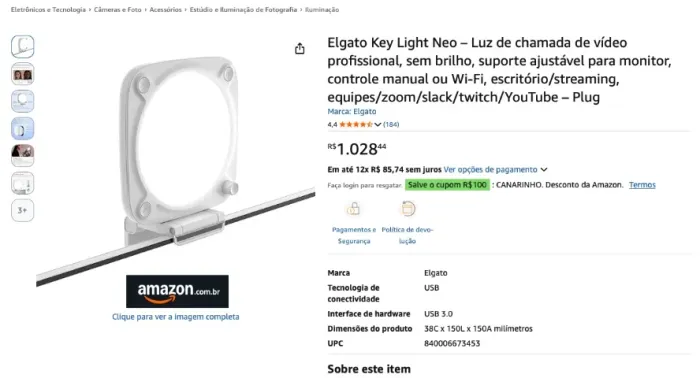 Elgato neo key light Controlado Remotamente