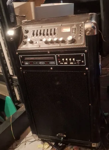 Caixa de som espower serve até para karaoke e acompanha 2 microfones