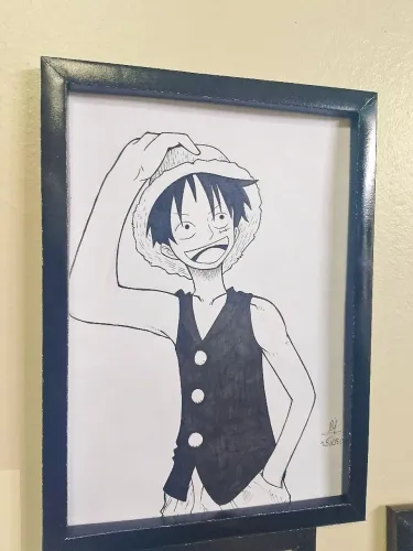 Quadro Monkey D. Luffy One Piece feito a mão