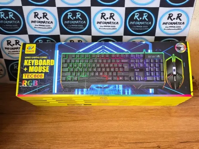 Combo Teclado e Mouse RGB Novo Zero