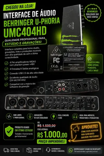 ?INTERFACE DE ÁUDIO BEHRINGER U-PHORIA UMC404HD