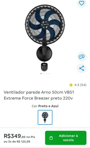 Ventilador arno parede Xtreme force breeze 50cm 