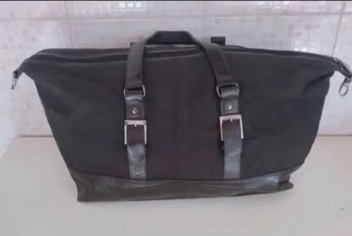 Bolsa Masculina (Mala) Original Atleticana Couro e Lona Preta G. BH/MG