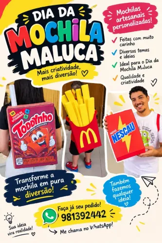 Mochila para o dia da mochila maluca!