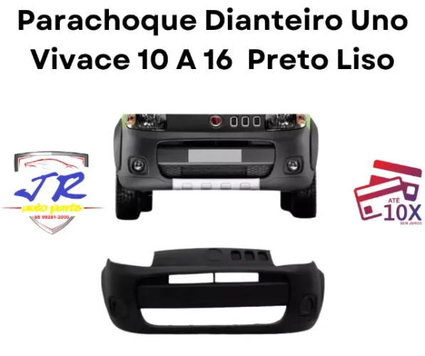 Parachoque Dianteiro Uno Vivace 10 A 16 com furo  Preto Liso