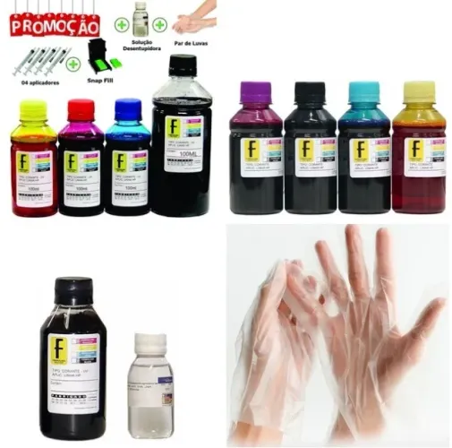 Kit Recarga Tinta Cartuchos 667, 664, 662...Impressora HP 2774 Canon e Lexmark