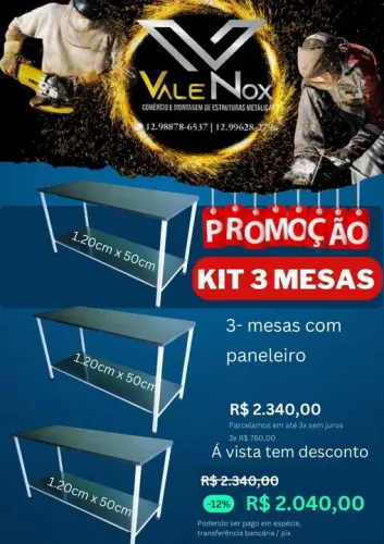 Kit Imperdível de mesas NOVAS de aço inox