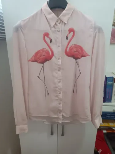 Camisa  La Femme Carmim Feminina Rosa com Flamingos